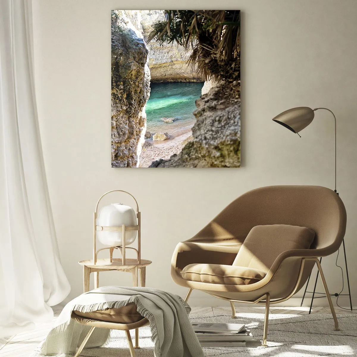Glastavla - Bild på glas - Turkos vik - 50x70 cm