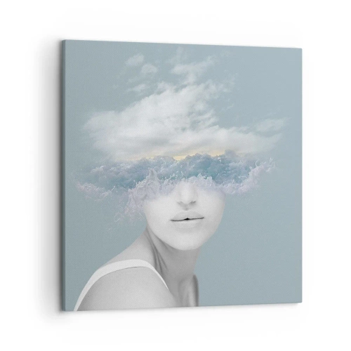 Canvastavla - Bild på duk - Med huvudet i molnen - 50x50 cm