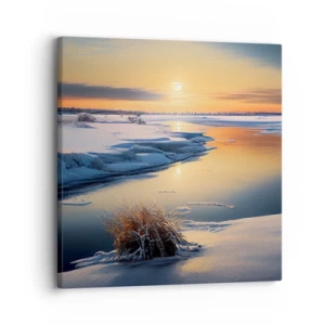 Canvastavla - Bild på duk - Vintersolnedgång - 30x30 cm