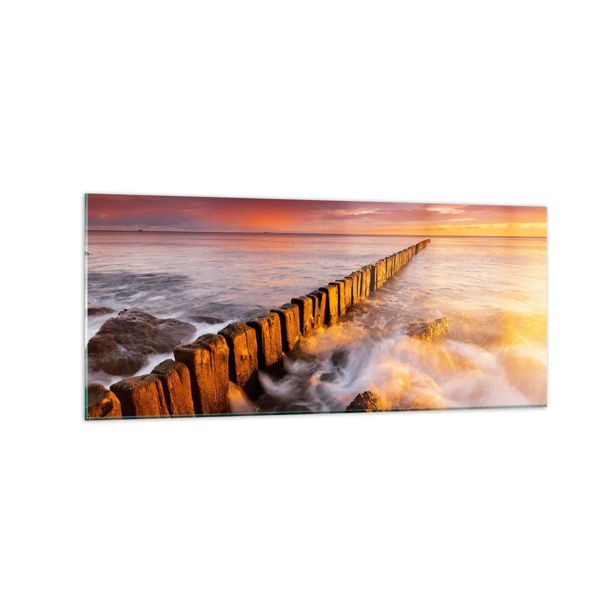 Glastavla - Bild på glas - MIlda vågor - 120x50 cm