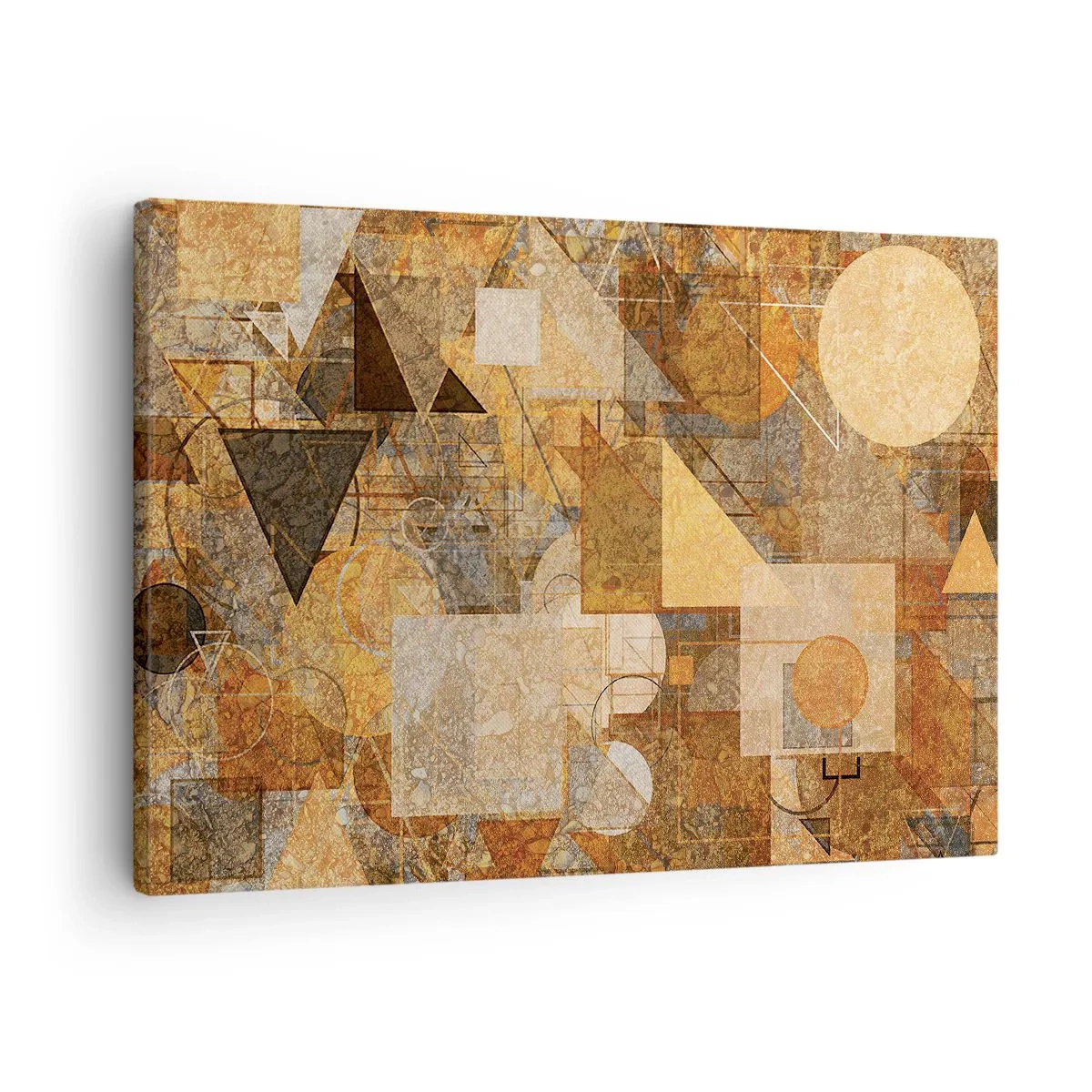 Canvastavla - Bild på duk - Abstrakta geometriska figurer i varma nyanser - 70x50cm - Kubistisk studie i brun - Modern väggdekoration för vardagsrum och sovrum ARTTOR