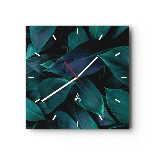 Väggklocka - Klocka på glas - Grönskan själv - 30x30 cm