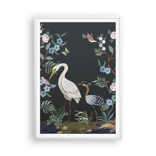 Affisch i vit ram - Fågelparad - 70x100 cm