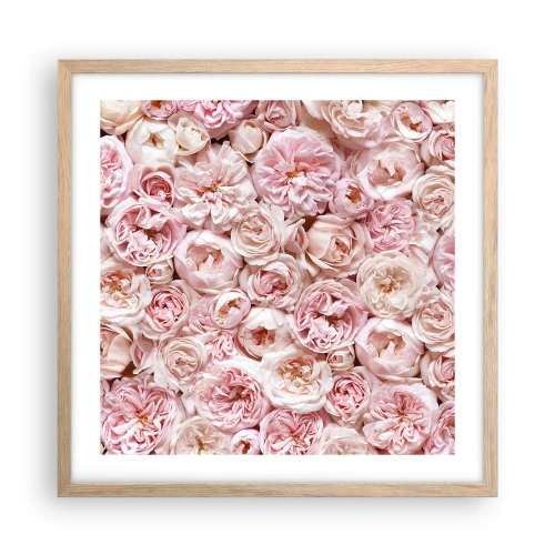 Affisch i ram av ljusek - Strödd med rosor - 50x50 cm