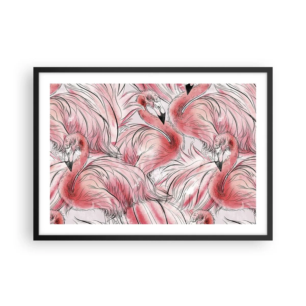 Affisch i svart ram - Fåglarnas corps de ballet - 70x50 cm