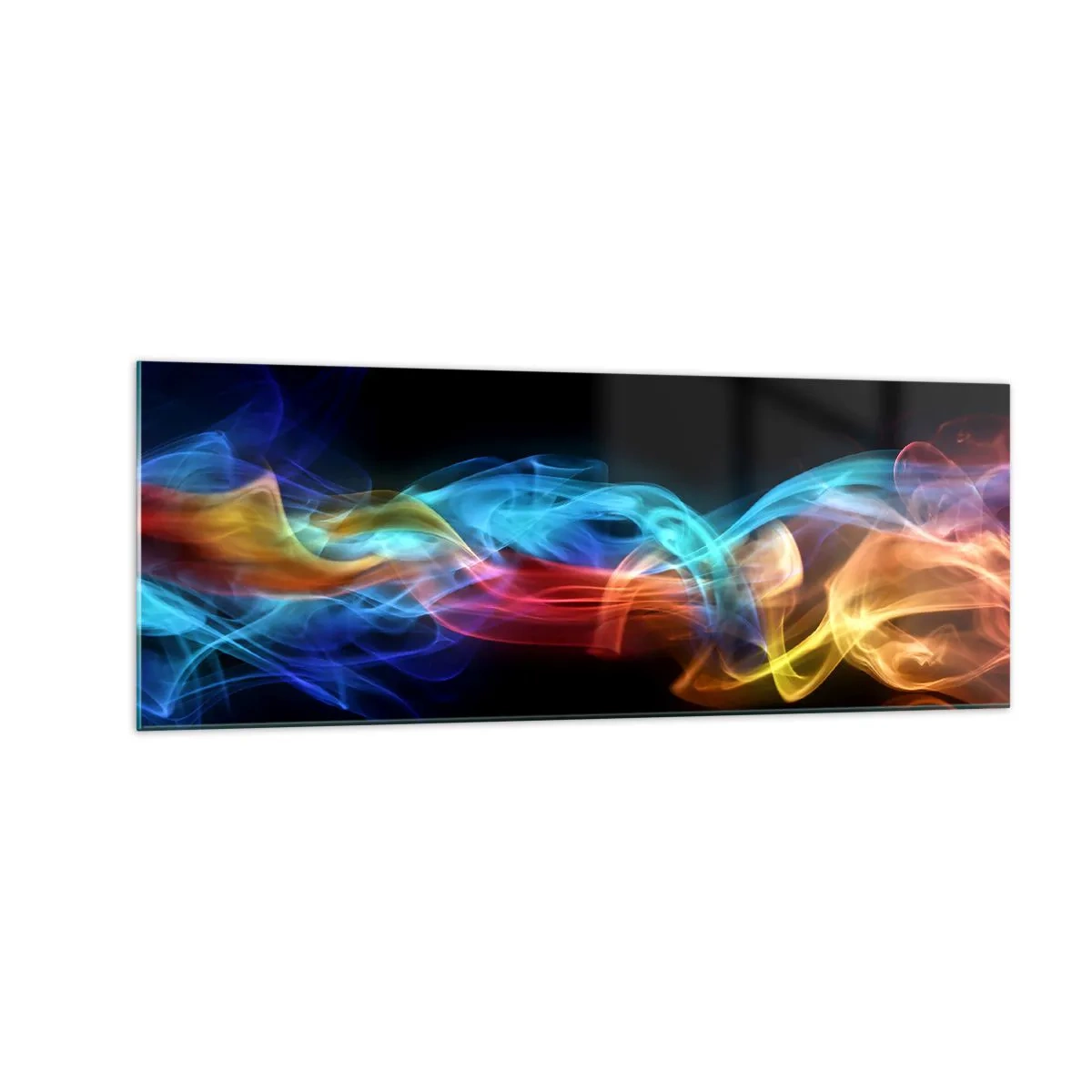 Glastavla - Bild på glas - Dimmas regnbågsdans - 140x50 cm