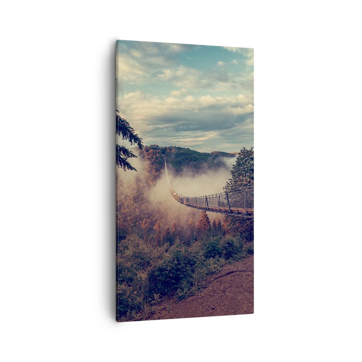 Canvastavla - Bild på duk - Över höstskogen - 55x100 cm