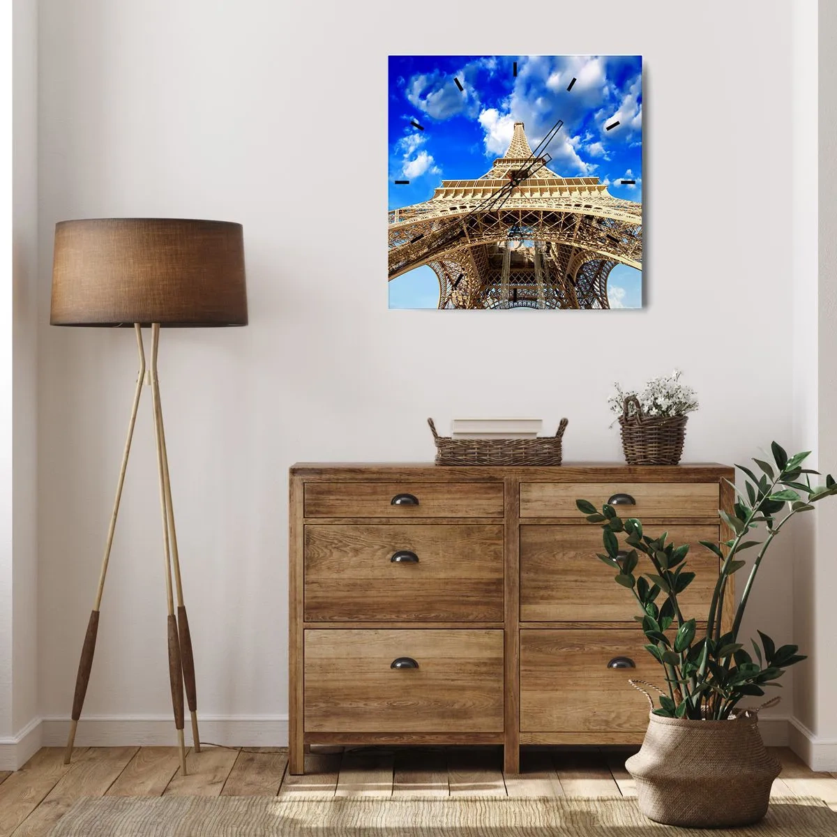 Väggklocka - Klocka på glas - Nå himlen och molnen - 30x30 cm