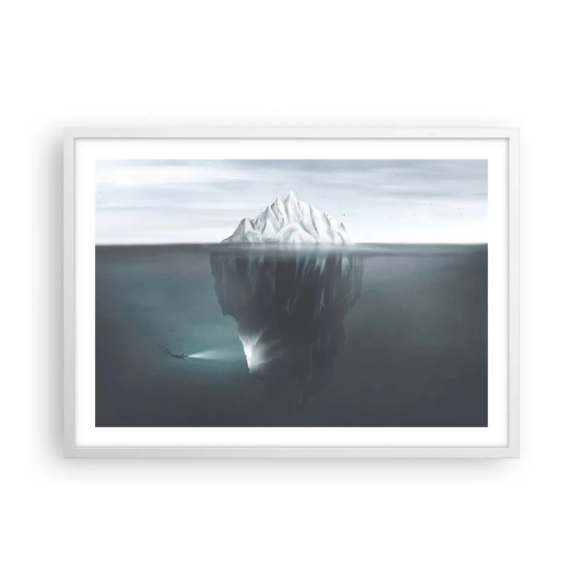 Affisch i vit ram - Undervattensmysterium - 70x50 cm