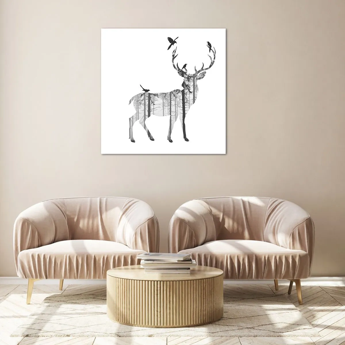 Glastavla - Bild på glas - Skogens goda ande - 70x70 cm