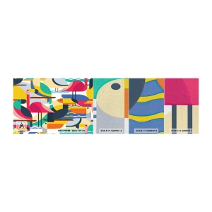 Provbit av fototapet Premium Canvas - Fågelparty - Abstraktion, Pelikan, Bit - 100x30 cm