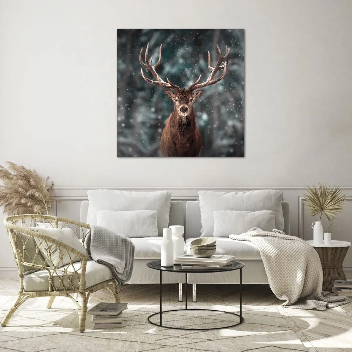 Glastavla - Bild på glas - Krönt skogens kung - 50x50 cm