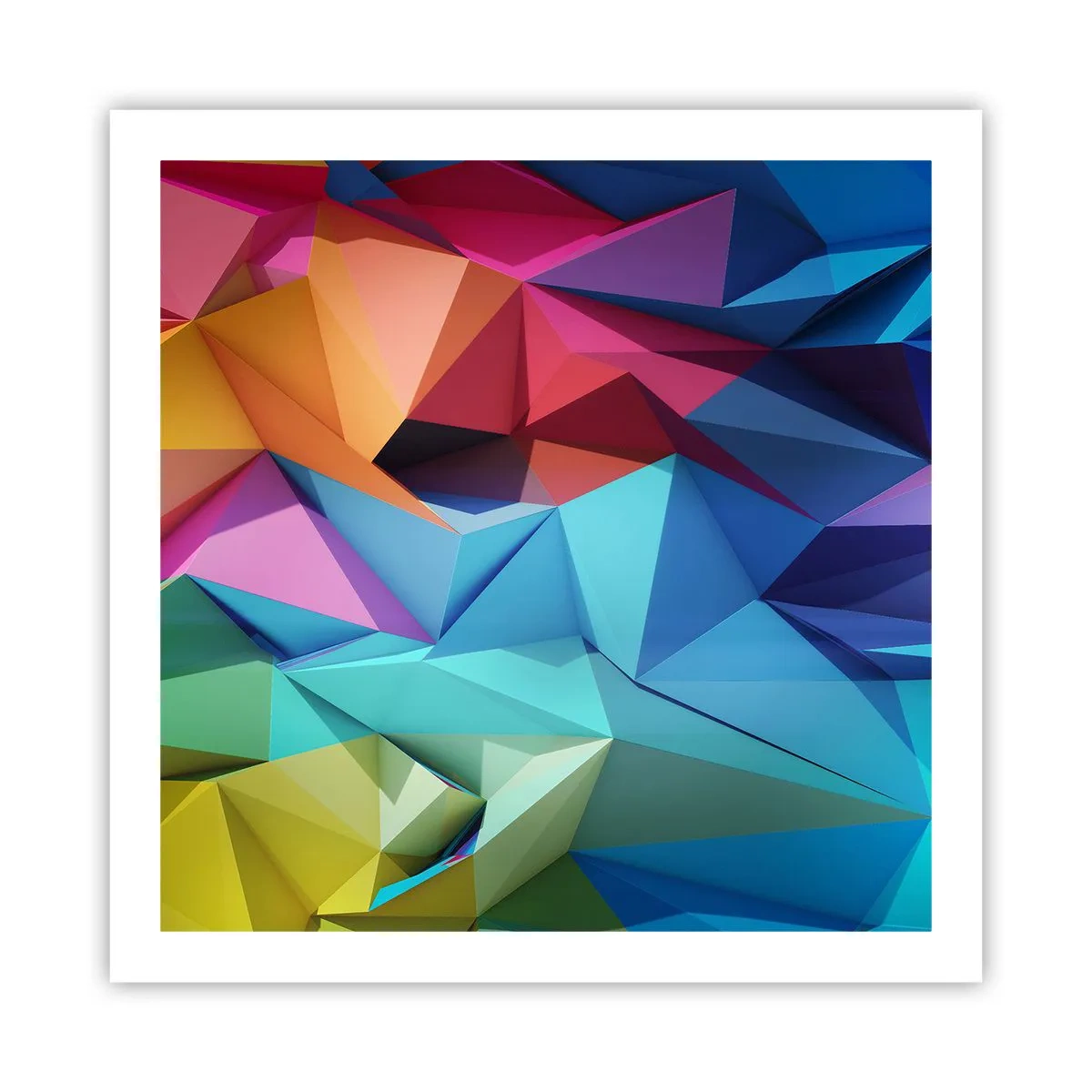 Affisch - Regnbågsorigami - 60x60 cm