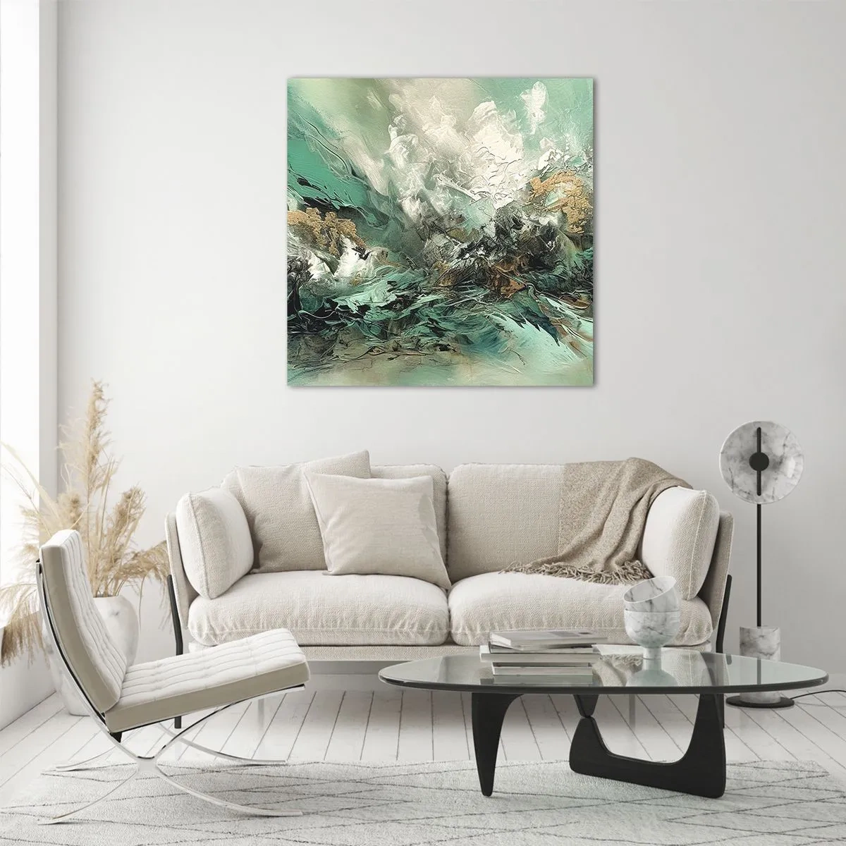 Glastavla - Bild på glas - Smaragdsvart bränna - 30x30 cm