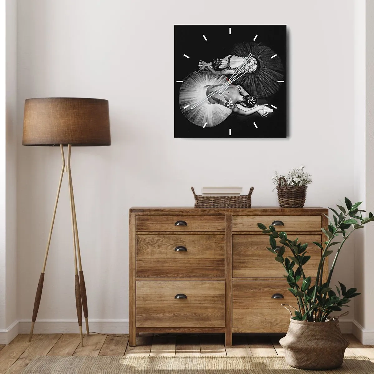 Väggklocka - Klocka på glas - Jin och jang – den perfekta balansen - 30x30 cm