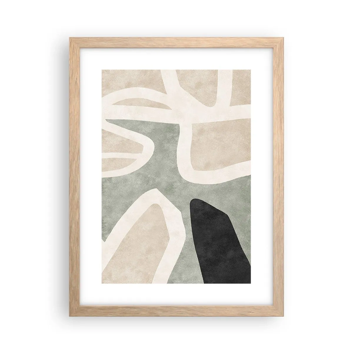 Affisch i ram av ljusek - Komposition med svart motiv - 30x40 cm