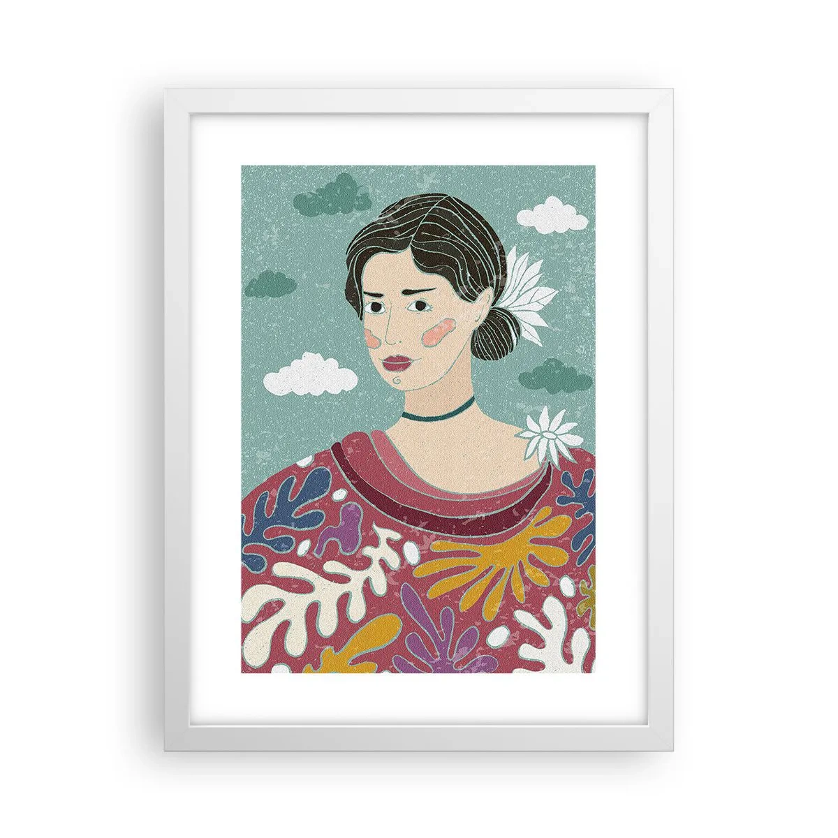 Affisch i vit ram - Med melankoli i blicken - 30x40 cm