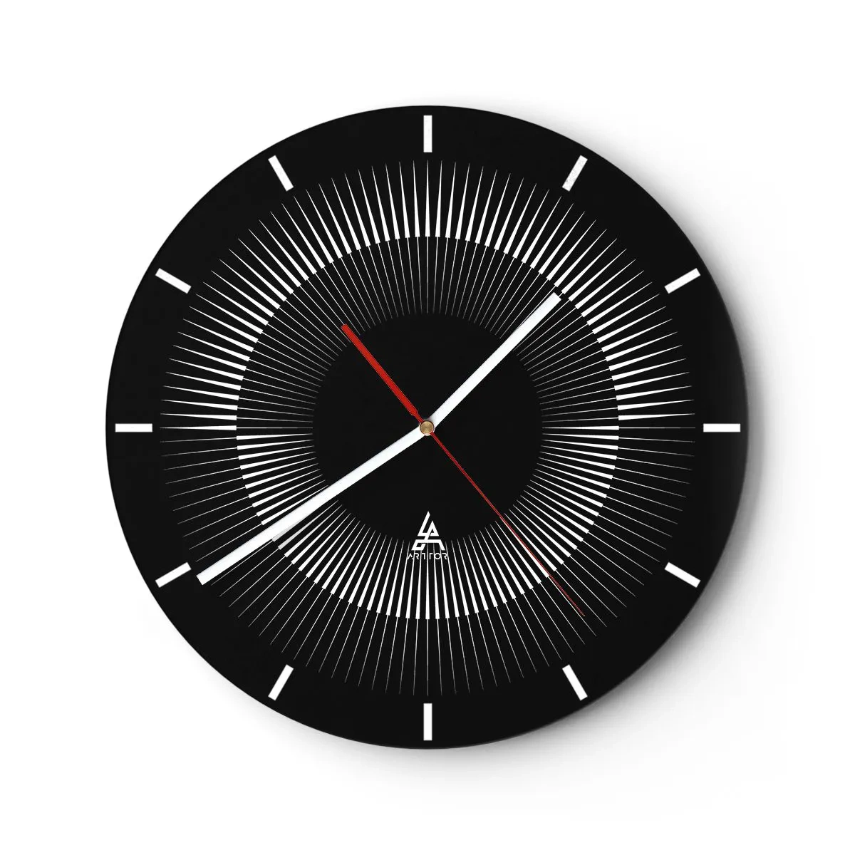 Väggklocka - Klocka på glas - Svart sol - 40x40 cm