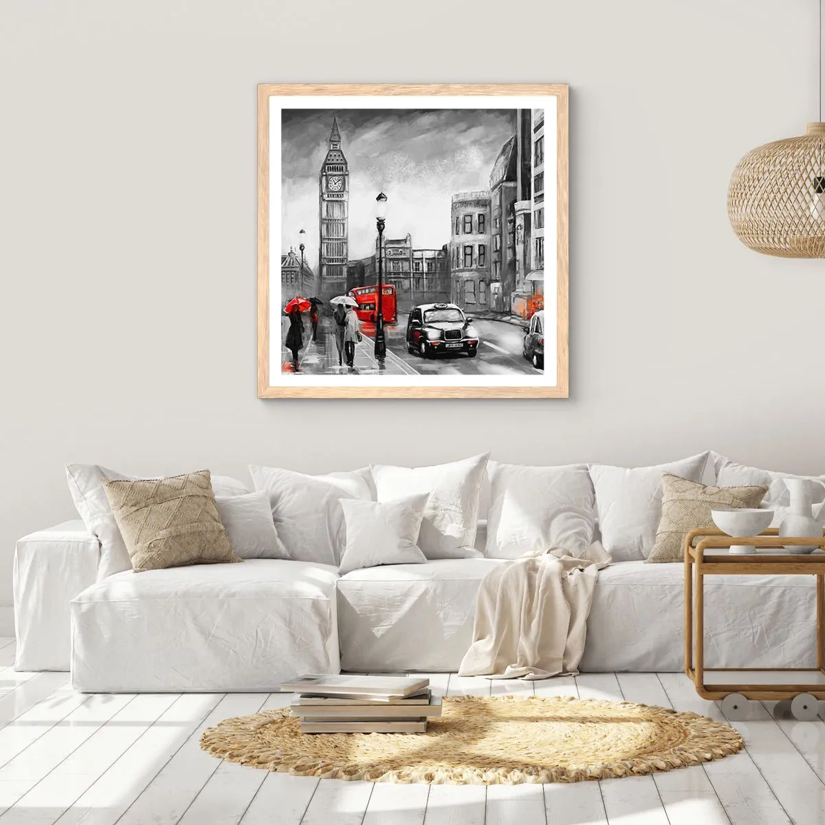 Affisch i ram av ljusek - Inte alls en grå stad - 60x60 cm