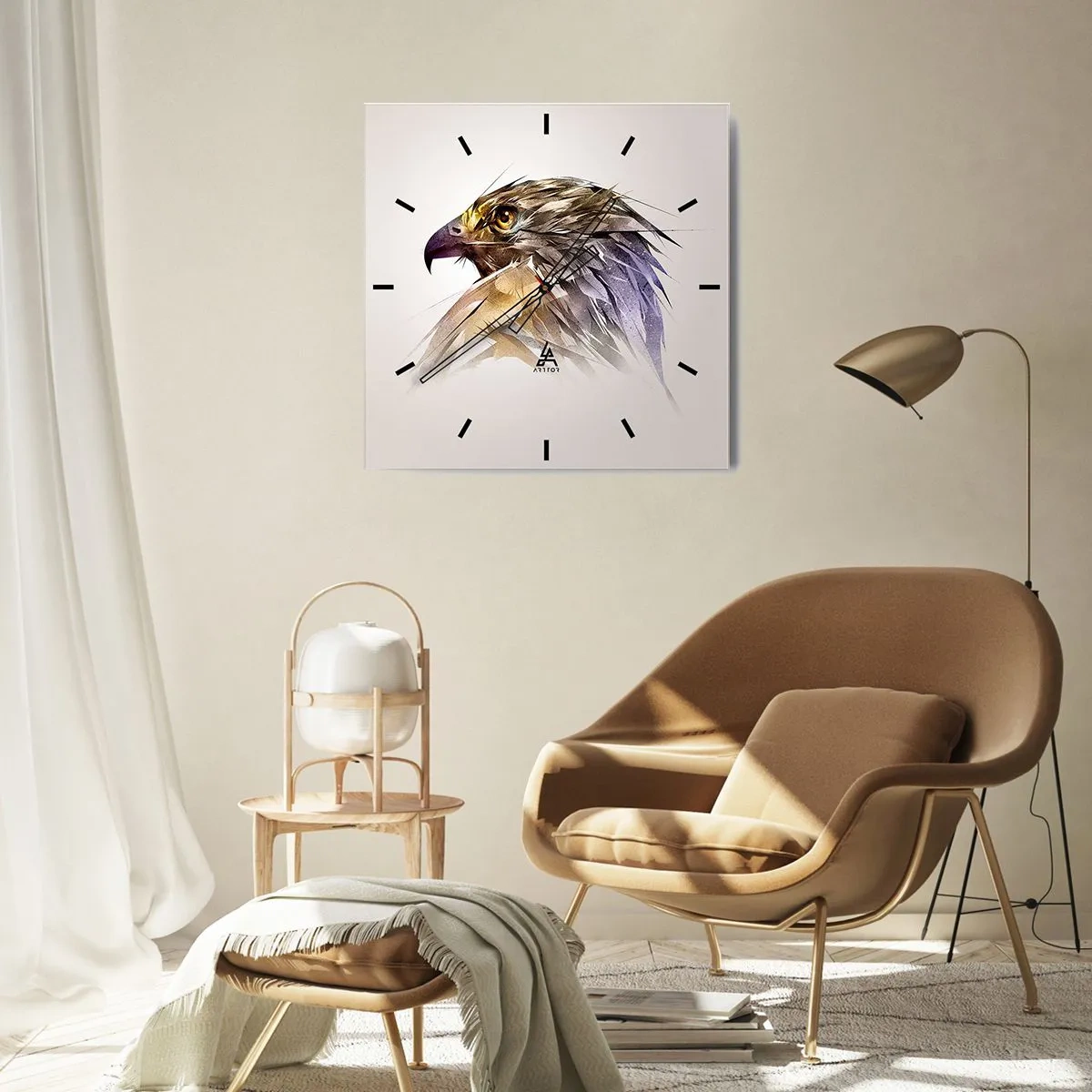 Väggklocka - Klocka på glas - En kämpes porträtt - 40x40 cm