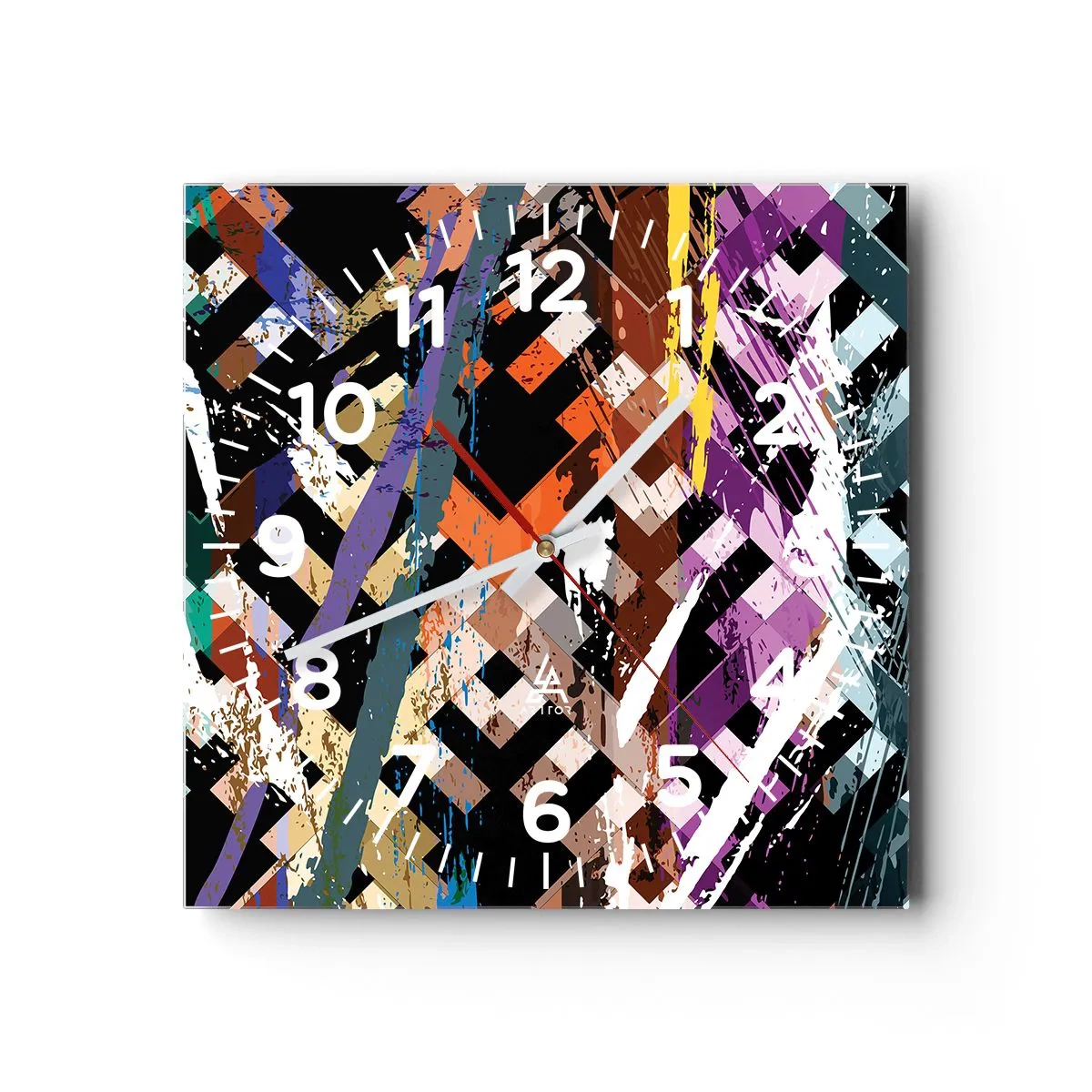 Väggklocka - Klocka på glas - Kvadraten - 40x40 cm