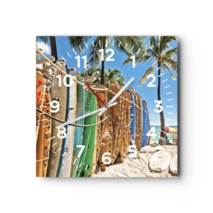 Väggklocka - Klocka på glas - Solig lek - 40x40 cm