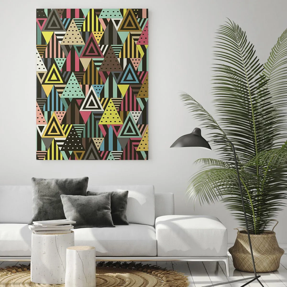 Glastavla - Bild på glas - Trianglar - 50x70 cm