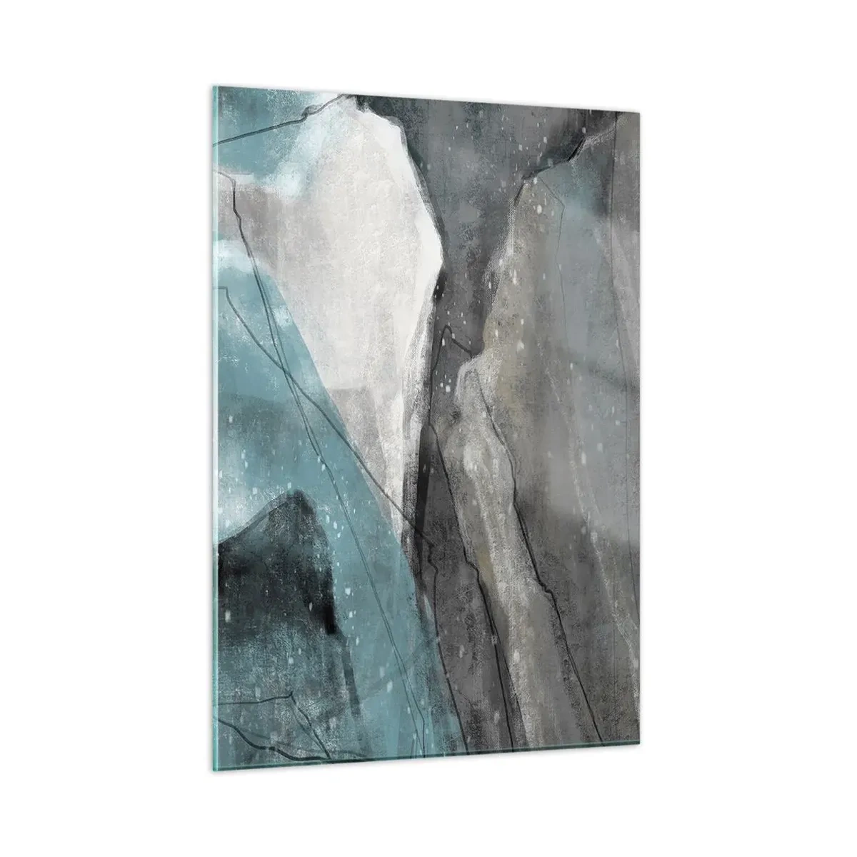 Glastavla - Bild på glas - Abstraktion: stenar och is - 50x70 cm