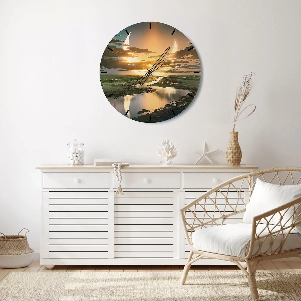 Väggklocka - Klocka på glas - Någonstans i en avlägsen galax - 40x40 cm