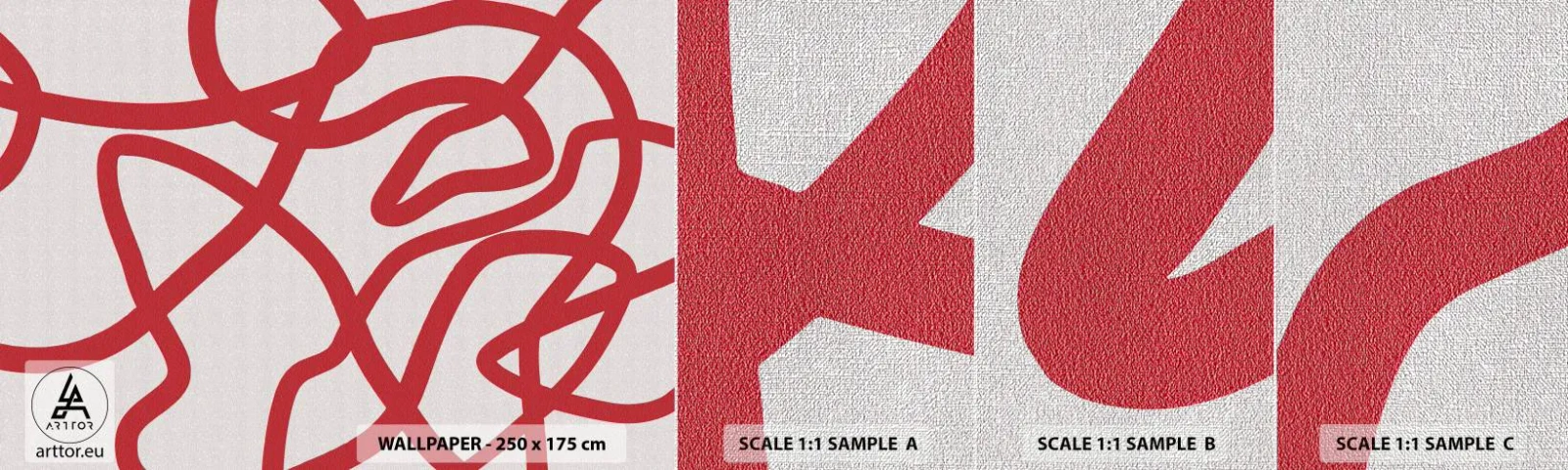 Provbit av fototapet Premium Canvas - Rött på vitt - Minimalism, Bit, Rader - 100x30 cm