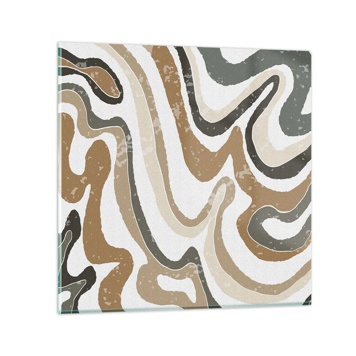 Glastavla - Bild på glas - Meandrar av jordnära färger - 30x30 cm