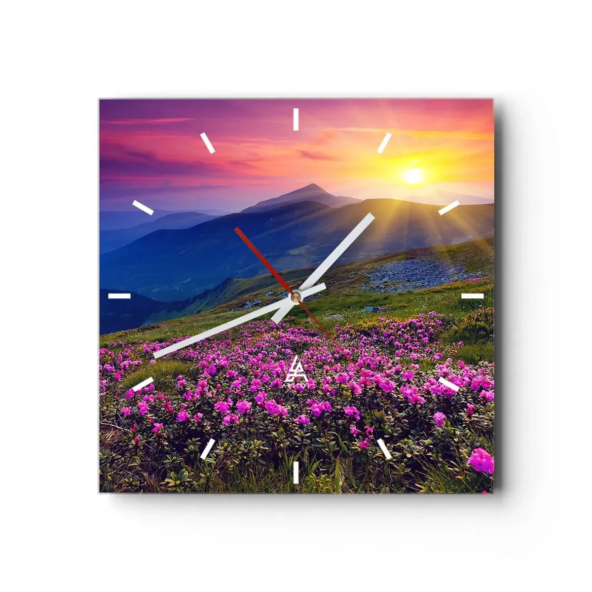 Väggklocka - Klocka på glas - … Bergtallen doftar och örterna luktar runt omkring - 30x30 cm