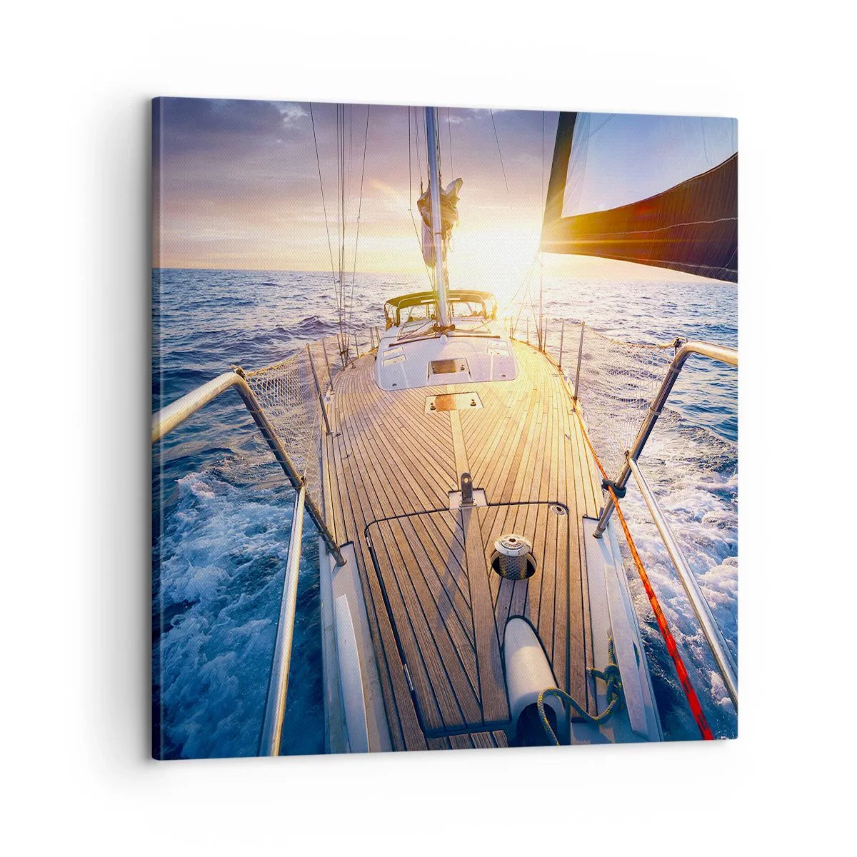 Canvastavla - Bild på duk - Springa på vågorna - 60x60 cm