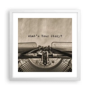 Affisch i vit ram - Svara mig - 40x40 cm