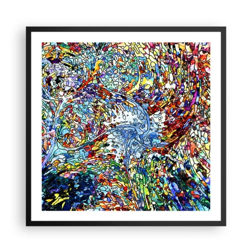 Affisch i svart ram - Glasmålning - droppar  - 60x60 cm