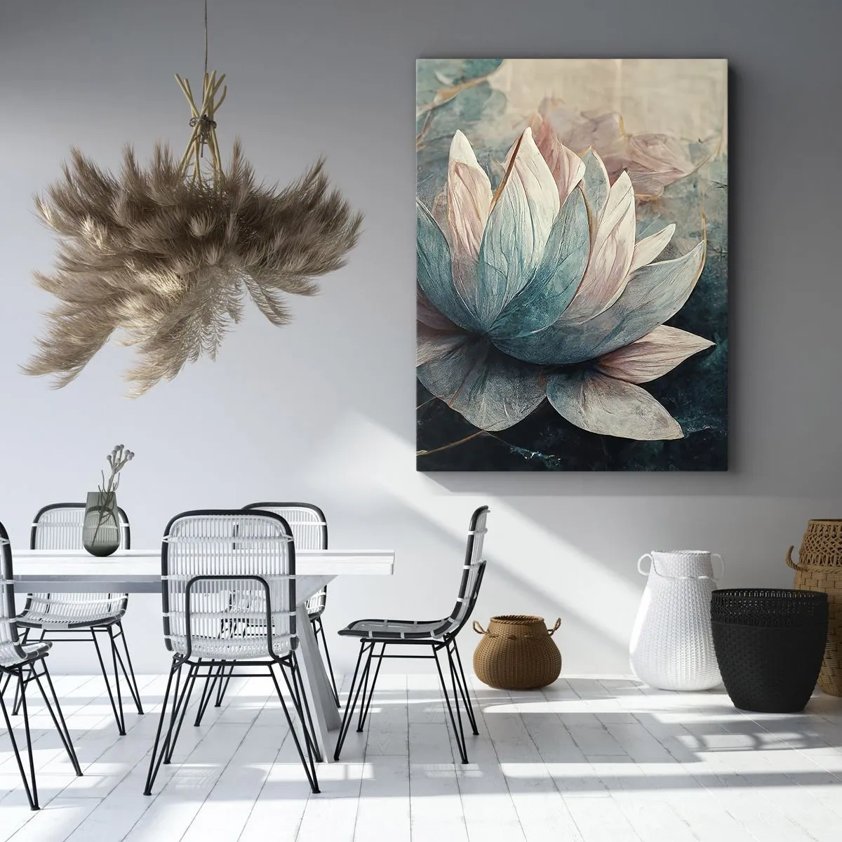 Canvastavla - Bild på duk - Stjärnor i en sjö - 70x100 cm