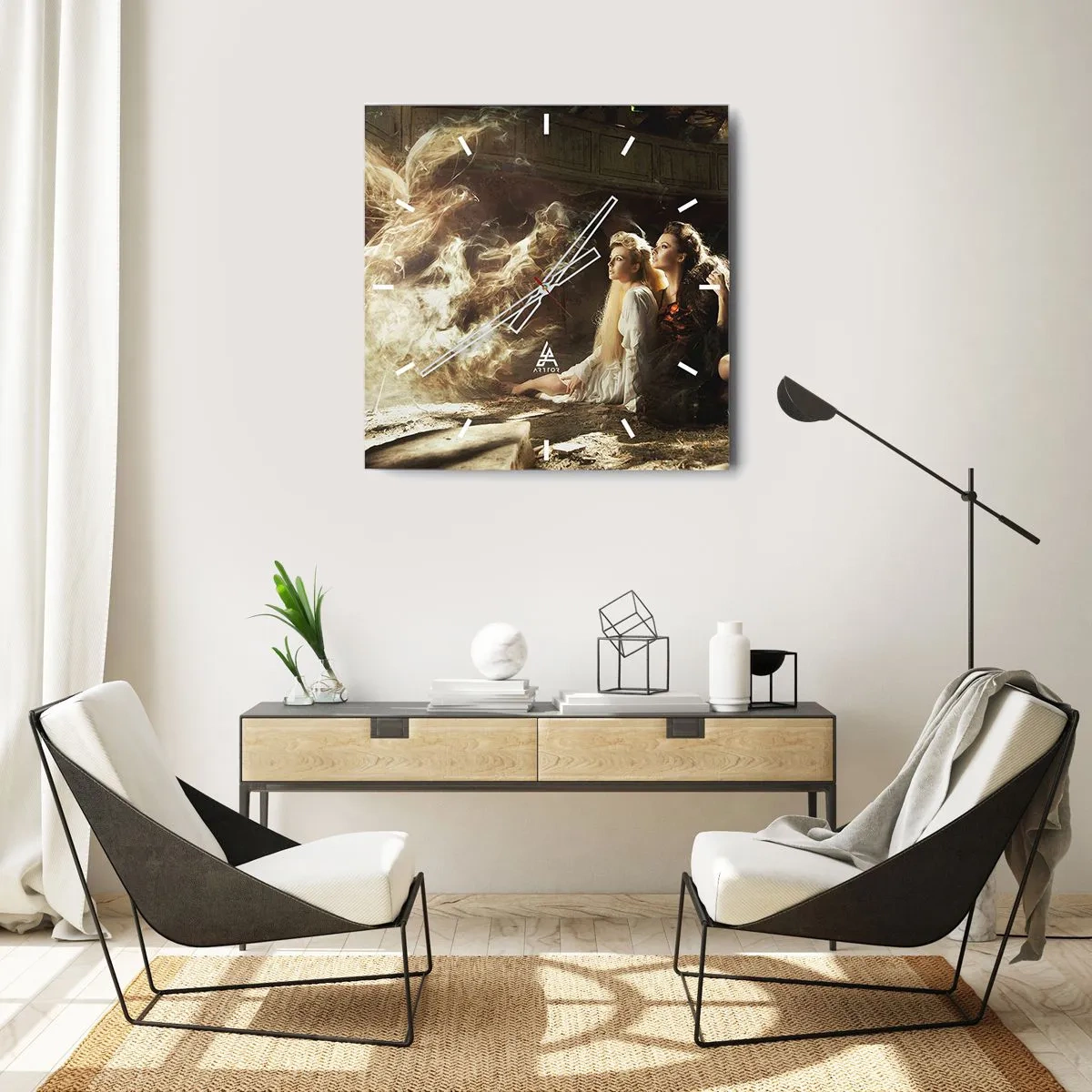 Väggklocka - Klocka på glas - Och så blev det poesi - 40x40 cm