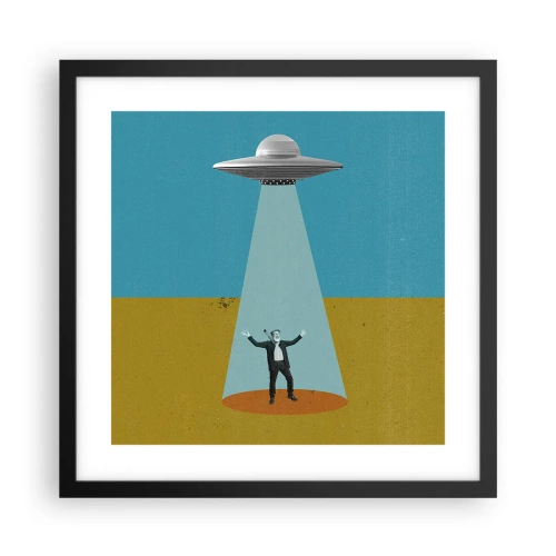 Affisch i svart ram - Ett nära möte - 40x40 cm