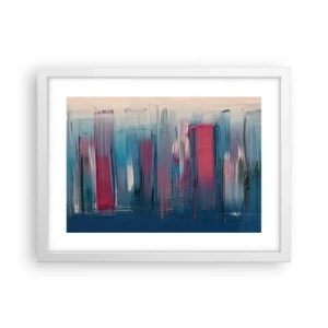 Affisch i vit ram - Vertikal komposition i blått och rött - 40x30 cm