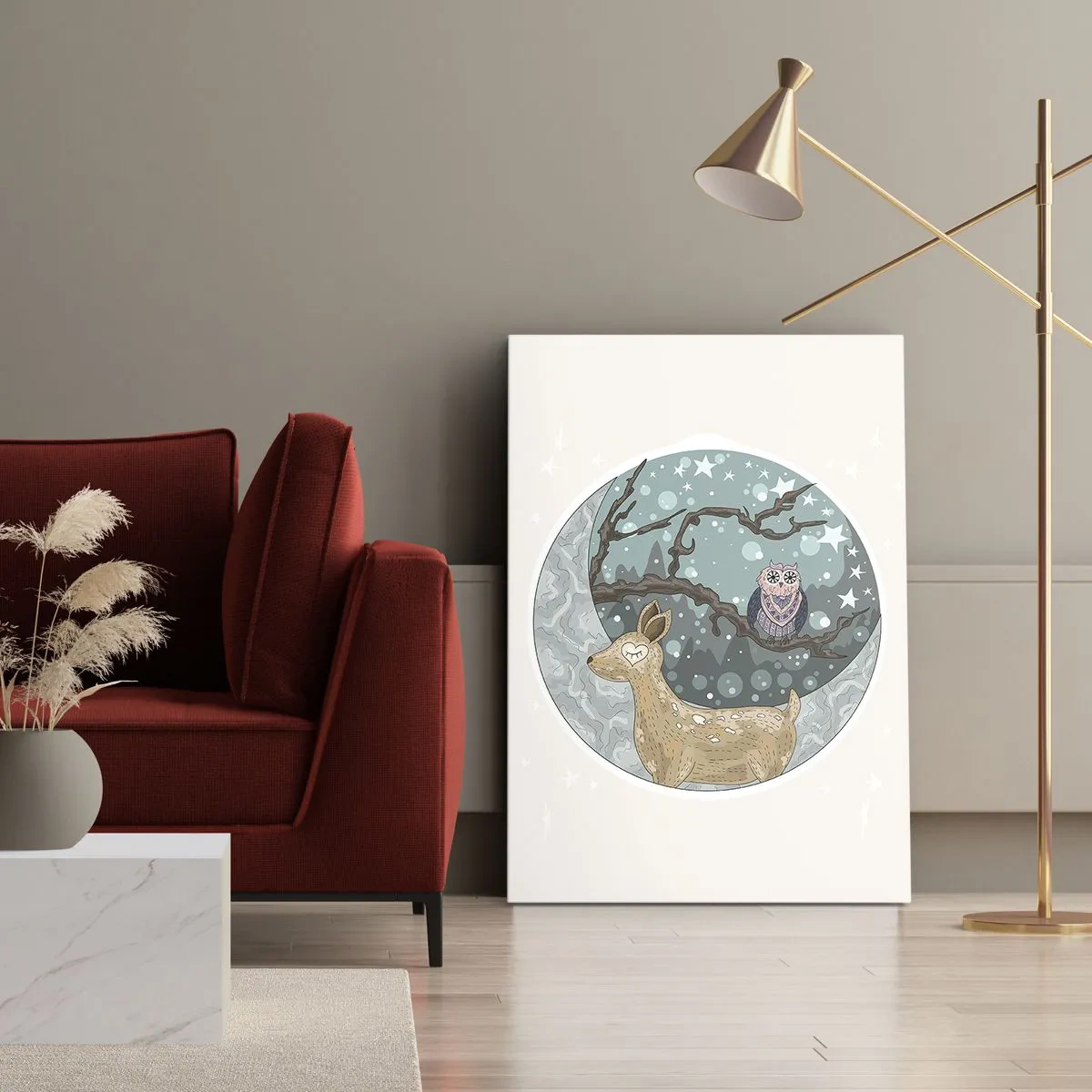 Canvastavla - Bild på duk - Sagolik skogsnatt - 45x80 cm