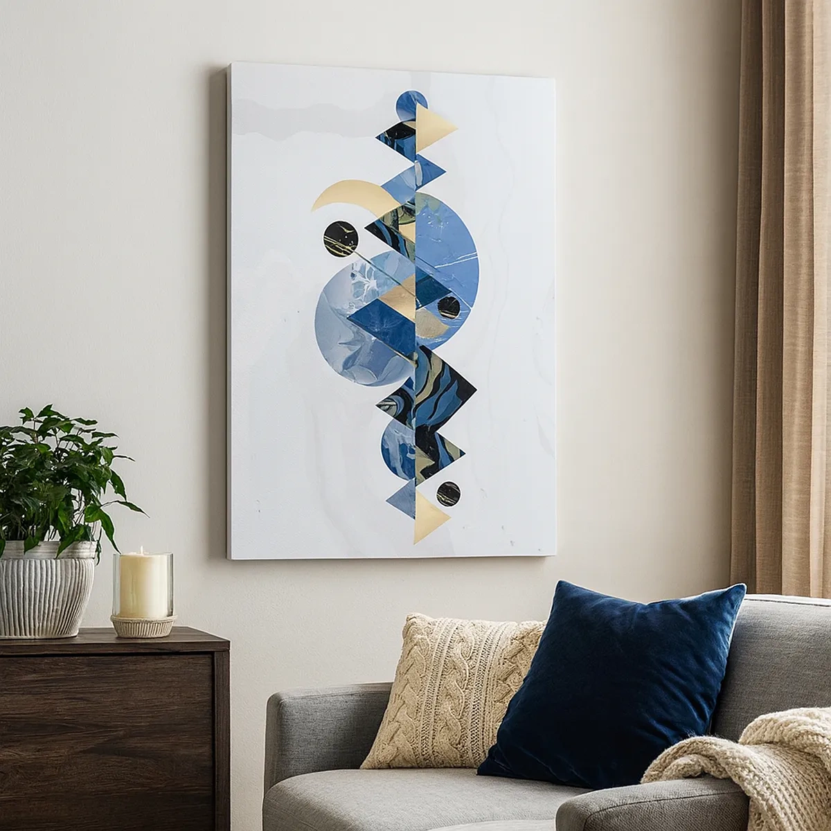 Canvastavla - Bild på duk - Geometriskt landskap - 50x70 cm