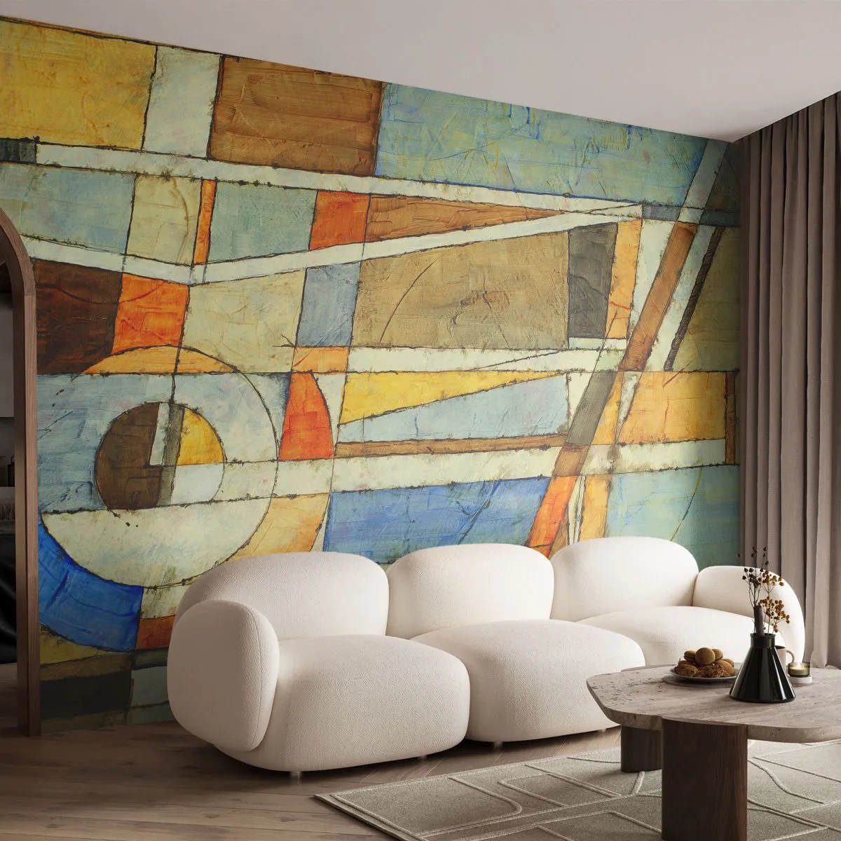 Fototapet Premium Canvas - Kubismen på bygget - Abstraktion, Bit, Grafik - 250x175 cm