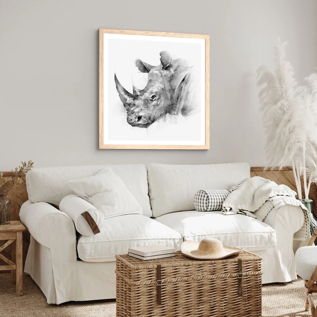 Affisch i ram av ljusek - Afrikansk porträtt - 60x60 cm