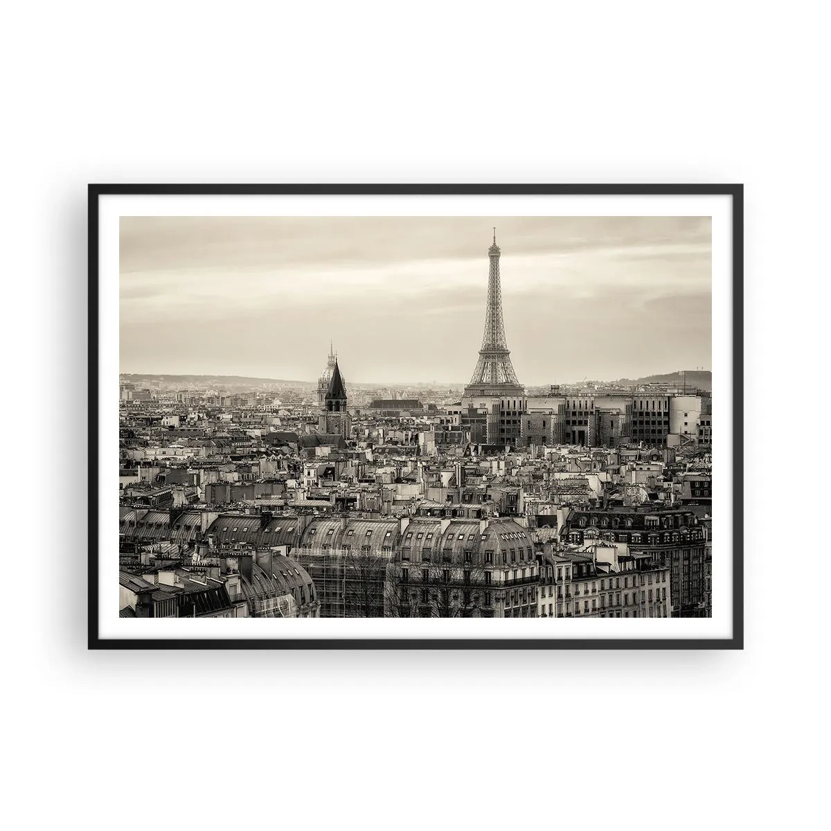 Affisch i svart ram - Över Paris tak - 100x70 cm