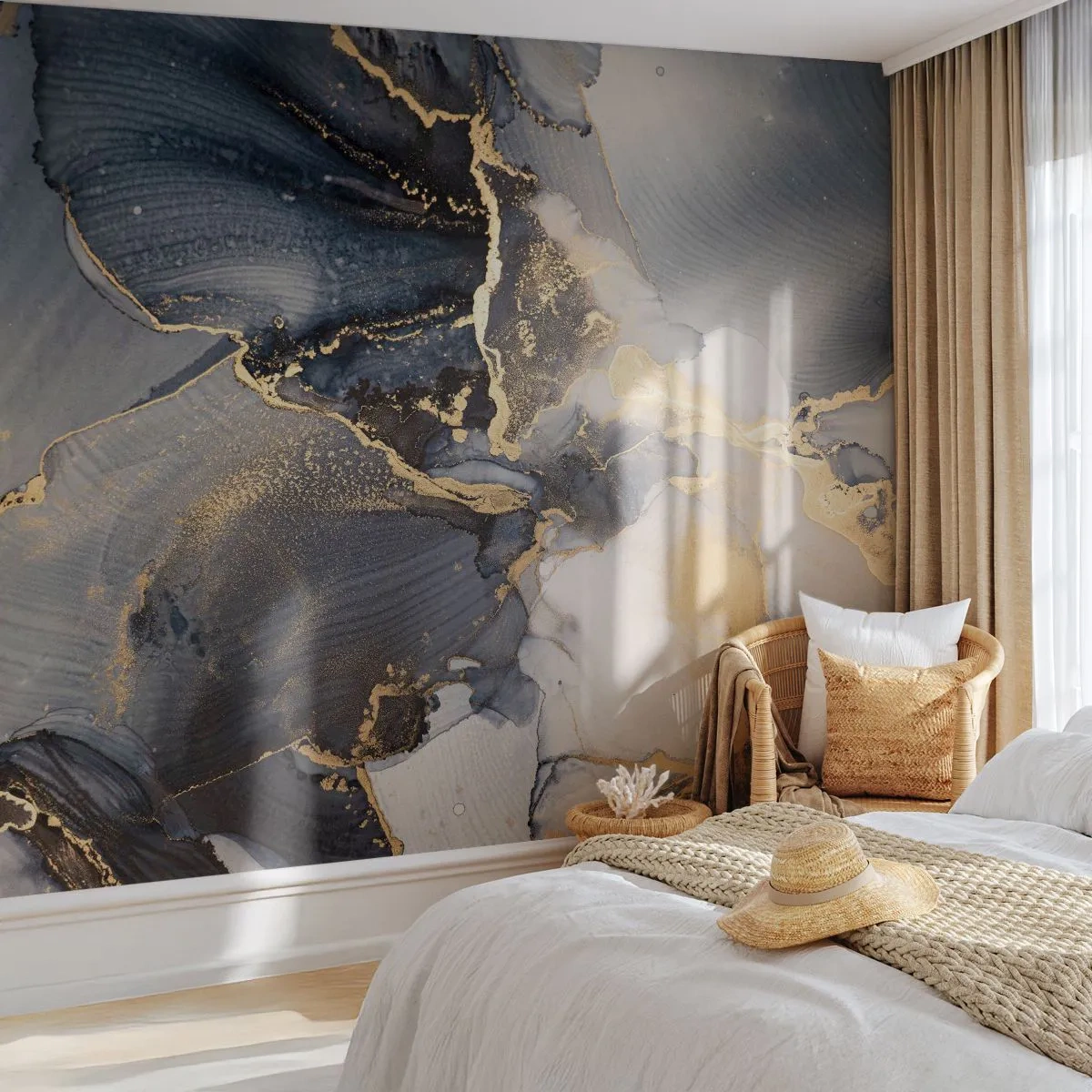 Fototapet Premium Sand - En stens liv - Abstraktion, Bit, Modern konst - 350x256 cm