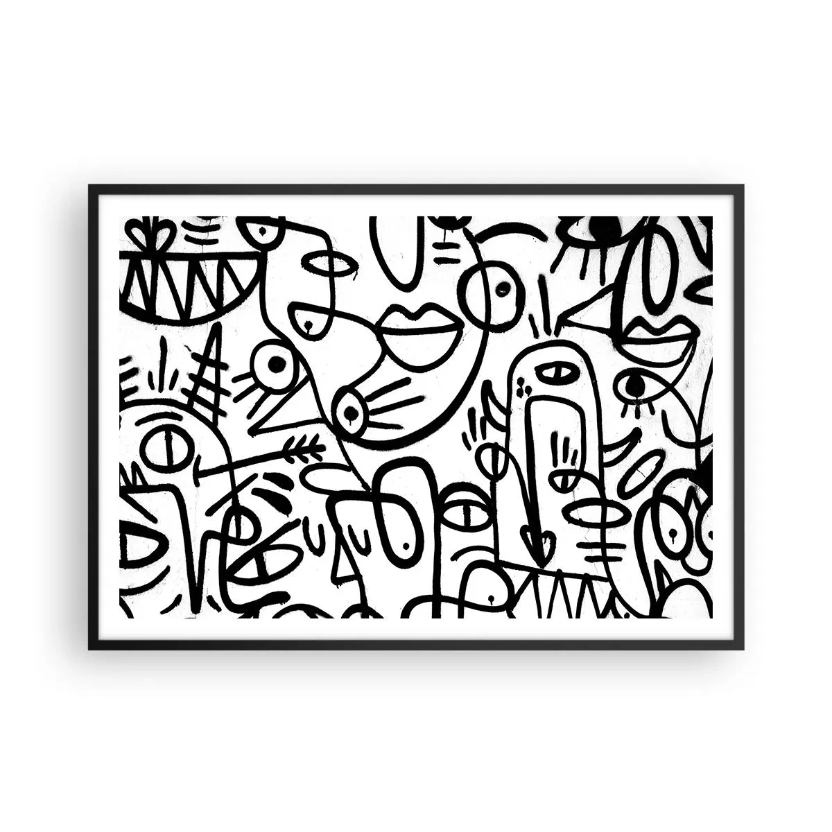 Affisch i svart ram - Ansikten och hägringar - 100x70 cm