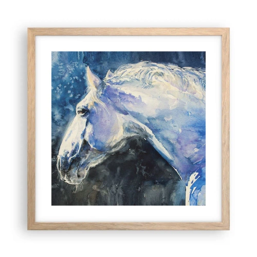 Affisch i ram av ljusek - Porträtt i blått sken - 40x40 cm