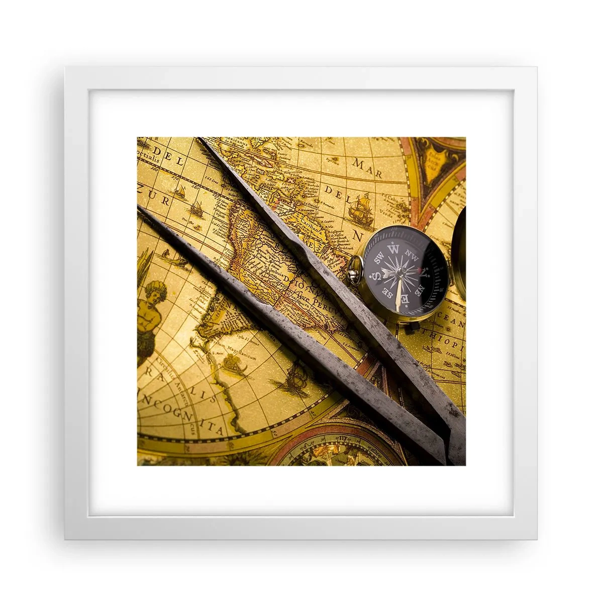 Affisch i vit ram - Var är skatterna? - 30x30 cm