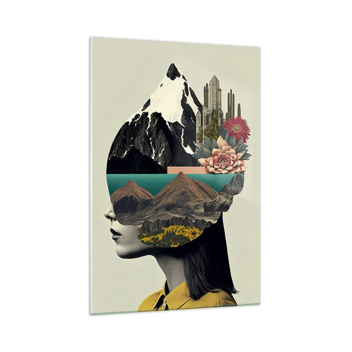 Glastavla - Bild på glas - Kvinnan - alltid ett mysterium - 70x100 cm