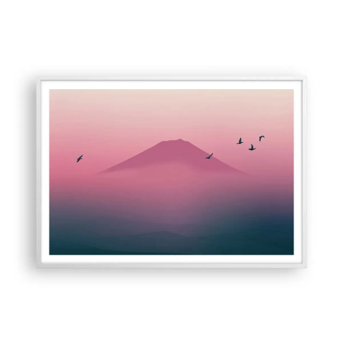 Affisch i vit ram - Vandrare över molnen - 100x70 cm